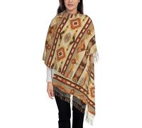 Bufanda Pashmina para Mujer Geometría Étnica Bufanda de Cachemira Suave y Ligera Elementos Tradicionales Estadounidenses Chales Oversize de Otoño e Invierno para Noche, Boda, Fiesta, Viaje, Marrón