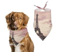 Bufanda romántica para mascotas, diseño de la Torre de París, divertidas, ajustables, lavables, decorativas, triangulares, bandanas para perros medianos, para mascotas, uso diario, fiestas, modelado