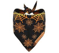 Bufanda transpirable de Halloween para perro, diseño de calabaza, lavable, tela cómoda para disfraces y mascotas pequeñas, calabazas, arañas, bandana, estampado de telarañas