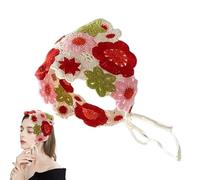 Bufanda triangular - Bandanas de ganchillo florales, ala ancha | 20 x 6 x 3 cm Tocado floral de punto para niñas, para peinados, decoración navideña 7,87 x 2,36