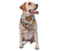 Bufanda triangular colorida con estampado de caramelo de fantasía para perros y gatos, bandana ajustable para mascotas y sesiones de fotos