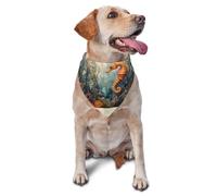 Bufanda triangular con estampado de caballito de mar de algas verdes para perros y gatos, bandana ajustable para mascotas y sesiones de fotos