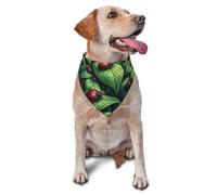 Bufanda triangular con estampado de mariquita llena de vida en una hoja para perros y gatos, bandana ajustable para mascotas y sesiones de fotos