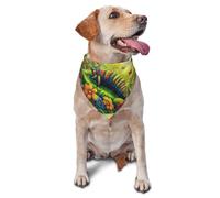 Bufanda triangular con estampado de oruga en un jardín soleado para perros y gatos, bandana ajustable para mascotas y sesiones de fotos