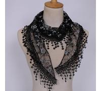 Bufanda triangular de encaje transpirable y floral con borlas para mujer, ideal para uso casual y de temporada (talla única H)