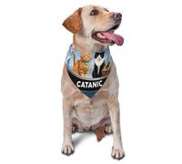Bufanda Triangular Dos Valientes Gatos Flotan sobre Un Iceberg Marino (Estampado) Bufandas Accesorios para Mascotas Triangulares Mascotas Baberos para Suministros De Fiesta Uso Diario 30X70Cm