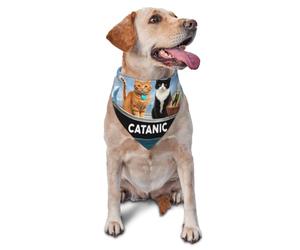 Bufanda Triangular Dos Valientes Gatos Flotan sobre Un Iceberg Marino (Estampado) Bufandas Accesorios para Mascotas Triangulares Mascotas Baberos para Suministros De Fiesta Uso Diario 30X70Cm
