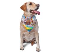 Bufanda triangular para mascotas con diseño de piruletas y castillo de helado, bandera de arco iris, para perros y gatos, bandana ajustable para mascotas y sesiones de fotos
