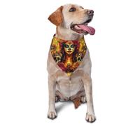 Bufanda triangular para mascotas con estampado de calaveras de azúcar brillante y velas florales para perros y gatos, bandana ajustable para mascotas y sesiones de fotos