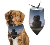 Bufanda triangular reutilizable para mascotas, diseño de estatuas de la isla de Pascua, tela de poliéster, bandana para mascotas para perros pequeños, medianos y grandes, gatos y otras mascotas, 27.6