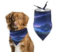 Bufanda triangular reutilizable para mascotas, diseño de isla de cielo estrellado, tela de poliéster, bandana para mascotas para perros pequeños, medianos y grandes, gatos y otras mascotas, 27.6 x