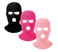 Bufanda tubular de punto de 3 agujeros para cubrir completamente el rostro, pasamontañas de invierno, gorro de punto cálido para deportes al