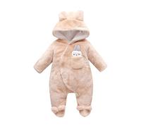 Bufanda tubular de punto para bebé, niña, manga larga, invierno, conejo, capucha, mono recién nacido, mameluco para niños, conjunto de ropa impermeable, café, 3-6 meses