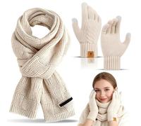 Bufanda Y Guantes Set para Hombre y Mujer, Guantes al Tacto y Bufandas, Ideal para Invierno Cálido, Regalos para Mujer