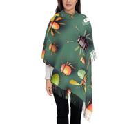 Bufandas Atlas De Insectos Impreso Chal Cálido Con Flecos Envolturas De Pashmina Mujer Bufanda Grande Para Unisex Fiesta Cálido