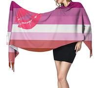 Bufandas Bálsamo Labial Bandera Del Orgullo Lésbico Chal Cálido Con Flecos Bufanda Grande Suave Bufanda De Invierno Para Vestidos De Noche Fiesta Primavera Otoño Invierno