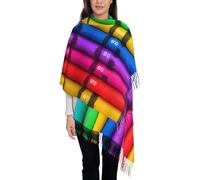 Bufandas Crayones De Colores Imprimir Bufanda Grande Con Flecos Bufanda De Invierno Suave Envolturas De Pashmina Para Fiesta Primavera Otoño Invierno Vestidos De Noche