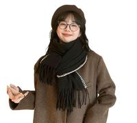 Bufandas de Mujer Bufanda versátil negra suave for mujer, versión coreana de invierno, bufanda cálida y gruesa for viajeros(1)