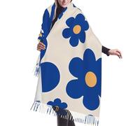 Bufandas Flores Azules Y Amarillas Cachemira Chal Con Flecos Chal Cálido Suave Bufanda De Invierno Para Primavera Otoño Invierno Unisex Vestidos De Noche