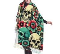 Bufandas Flores De Calaveras Muertas Coloridas Chal Cálido Para Fiesta