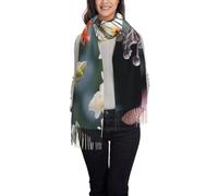Bufandas Flores Y Mariposas De Colores Chal Cálido Con Flecos Envolturas De Pashmina Suave Cachemira Chal Para Primavera Otoño Invierno Fiesta Unisex
