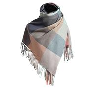 Bufandas Mujer Invierno-Bufanda De OtoñO Invierno para Mujer, Bufanda CláSica A Cuadros con Bloques De Colores, CáLida, Grande, Chal, Bufanda