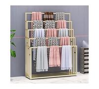 Bufandas multiusos, 80 x 40 x 150 cm, estante de exhibición floral para tiendas de ropa, bufandas de seda, chales, pantalones, bolsos, corbatas, color dorado