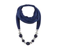 Bufandas para mujer, bufanda con colgante con borlas, conjunto de bufandas para la cabeza, pañuelo para la cabeza, hiyab, azul oscuro, Talla única