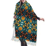Bufandas Patrón De Mosaico De Colores Vibrantes Chal Cálido Mujer Bufanda Grande Con Flecos Cachemira Chal Para Primavera Otoño Invierno Fiesta Cálido