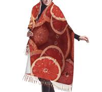 Bufandas Rodajas De Pomelo Chal Cálido Con Flecos Bufanda Grande Mujer Cachemira Chal Para Fiesta Vestidos De Noche Unisex