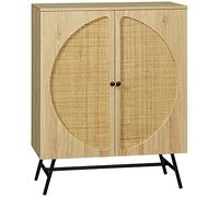Bufé alto de 2 puertas HOMCOM en madera y diseño de caña - 80 x 39 x 101,8 cm natural