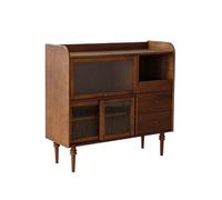 Bufetera Mueble Aparador Retro De Madera Maciza, Almacenamiento De Pared For El Hogar, Gabinete For Té, Restaurante, Vitrina De Vidrio Simple Mueble de Cocina