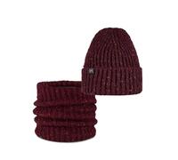 Buff® Dúo Pack Knitted & Fleece Band Gorro Kim Dahlia Granate y Knitted & Fleece Braga de cuello Kim Dahlia Granate Talla única Adulto