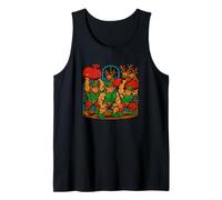 Buff Elves Lifting Presents Escena navideña de Renos Camiseta sin Mangas