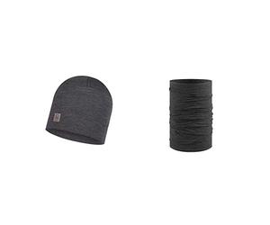 Buff Mütze Merino Thermal Hat, Gorro Unisex Adulto, Gris (Solid Grey), Talla única & Solid Tubular Lana Merino Lightweight, Unisex Adulto, Gris, Talla única