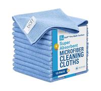 Buff Pro - Paños de Limpieza de Microfibra multisuperficie de 12 x 12 Pulgadas, Color Azul, Paquete de 12, Toallas de Microfibra Limpiar Vidrio, cocinas, baños, automoción,