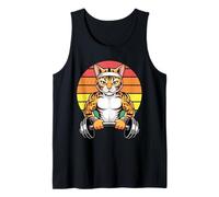 Buff Tiger Cat - Pesas de Levantamiento para Gimnasio, Entrenamiento, Retro, Puesta de Sol Camiseta sin Mangas