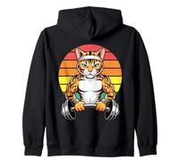 Buff Tiger Cat - Pesas de Levantamiento para Gimnasio, Entrenamiento, Retro, Puesta de Sol Sudadera con Capucha