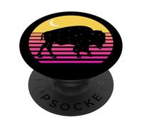 Buffalo Bison American Buffalo Black Moon Stars Gift PopSockets PopGrip Adhesivo