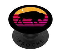 Buffalo Bison American Buffalo Black Moon Stars Gift PopSockets PopGrip Adhesivo