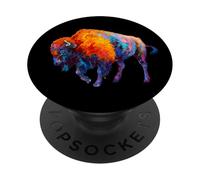 Buffalo Bison American Western Colorful Wild Life Gift PopSockets PopGrip Adhesivo