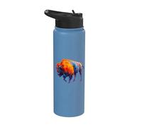 Buffalo Bison American Western Colorful Wild Life Gift Stainless Steel Insulated Water Bottle