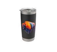 Buffalo Bison American Western Colorful Wild Life Gift Vaso térmico de acero inoxidable de doble pared