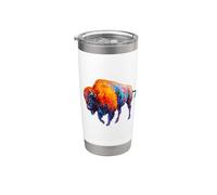 Buffalo Bison American Western Colorful Wild Life Gift Vaso térmico de acero inoxidable de doble pared