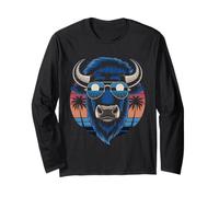 Buffalo Camiseta para Hombres New York Buffalo Bison Retro Manga Larga