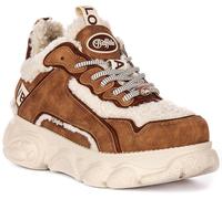 BUFFALO Cld Chai Piel Forro Vegano Plataforma Mujer Zapatillas Charol Negro GB 3