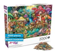 Buffalo Games - Aimee Stewart - Merry Mushroom Village Picnic - Rompecabezas de 2000 Piezas para Adultos, Rompecabezas desafiante Noches de Juegos - El tamaño Final es de 38.50 x 26.50