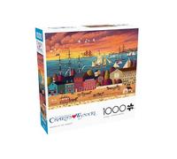 Buffalo Games - Charles Wysocki - Hoopla at The Harbor - Rompecabezas de 1000 Piezas para Adultos, Rompecabezas desafiante Noches de Juegos. El tamaño del Rompecabezas Terminado es de