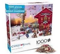 Buffalo Games - Charles Wysocki - Whistle Stop Christmas - Rompecabezas de 1000 Piezas para Adultos, Rompecabezas desafiante Noches de Juegos, el tamaño del Rompecabezas Terminado es de