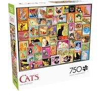 Buffalo Games - Gatos en Sellos - Rompecabezas de 750 Piezas para Adultos, Rompecabezas desafiante Noches de Juego - Tamaño Terminado 24.00 x 18.00